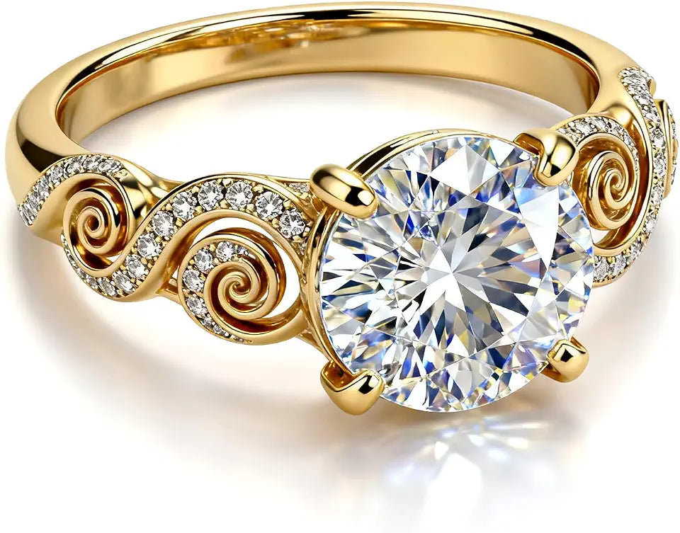 Gold-Tone Moissanite Engagement Ring