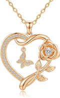 Gold-Tone Heart Butterfly Necklace