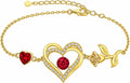 Gold-Tone Birthstone Heart Bracelet