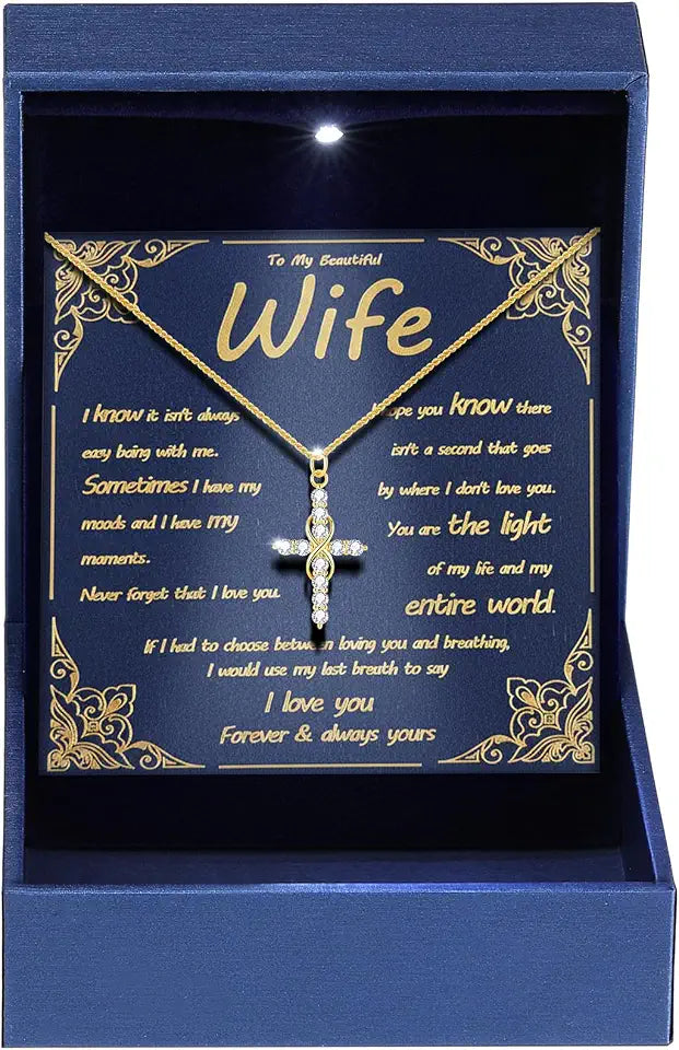 18K Gold-Filled Moissanite Infinity Cross Necklace