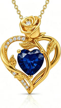 Gold-Tone Moissanite Heart Necklace with Birthstone