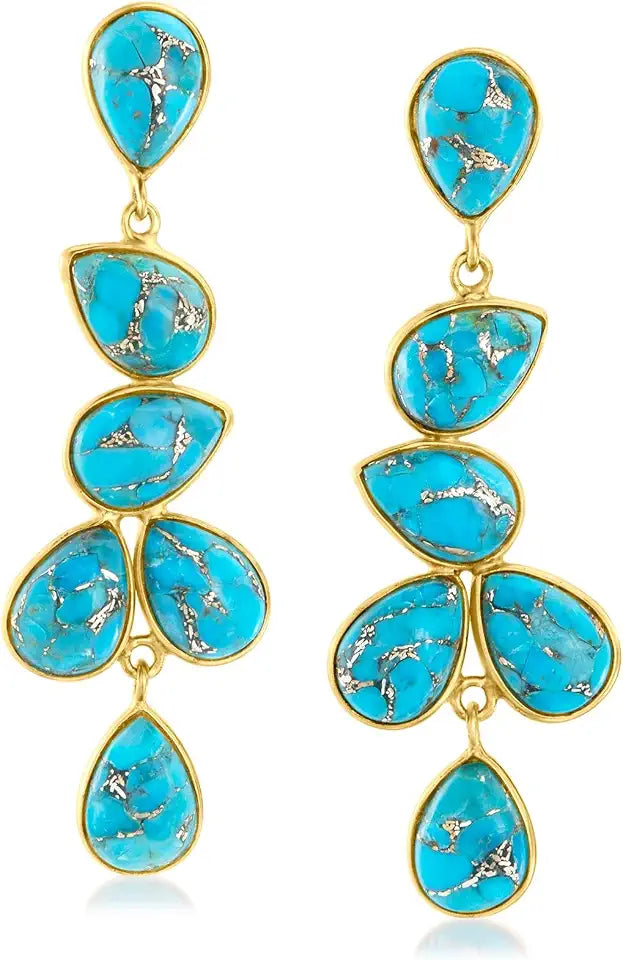 Gold-Tone Turquoise Drop Earrings