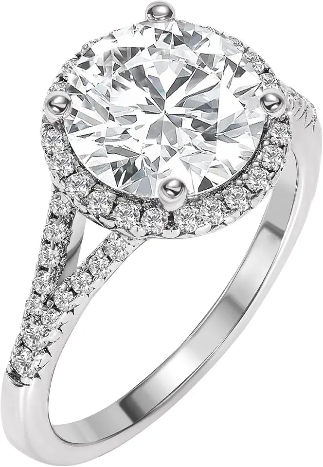 18K White Gold-Plated Moissanite Ring