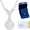 18K Gold-Plated Sterling Silver Round Lab-Grown Diamond Halo Necklace