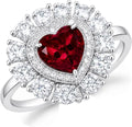 Created Ruby Heart Halo Ring