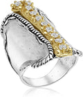 Gold-Tone Sterling Silver Cubic Zirconia Rope Ring
