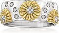 Gold-Tone Sterling Silver Sunflower Ring