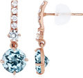 Gold-Tone Round Sapphire Stud Drop Earrings with Birthstone