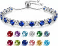 Sterling Silver Round Birthstone Tennis Bracelet