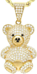 Gold-Tone Sterling Silver Round Teddy Bear Pendant