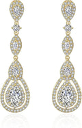 Gold-Tone Teardrop Moissanite Drop Earrings