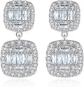 Gold-Tone Emerald-Cut Moissanite Earrings