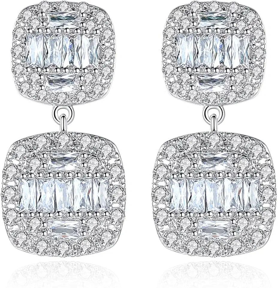 Gold-Tone Emerald-Cut Moissanite Earrings