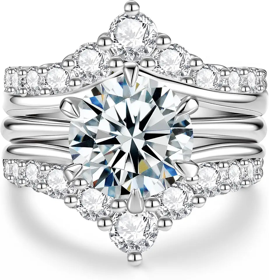Sterling Silver Round Moissanite Engagement Ring