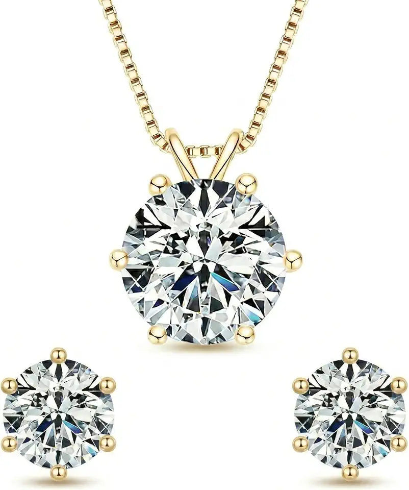 Sterling Silver Round Moissanite Stud Jewelry Set