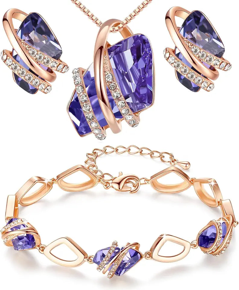 Crystal Stud Jewelry Set with Birthstone