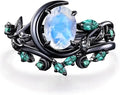 Gold-Tone Sterling Silver Oval Emerald Moon Engagement Ring