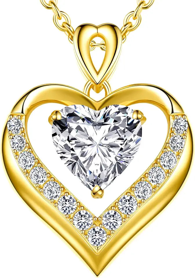 18K Gold-Plated Sterling Silver Moissanite Heart Necklace