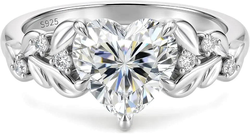 Sterling Silver Moissanite Heart Ring