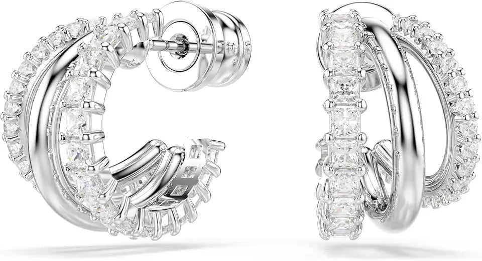 Rhodium-Plated Round Hoop Earrings