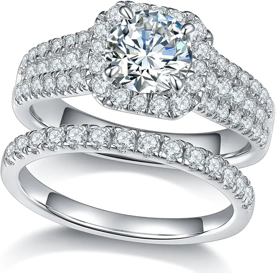 Square Moissanite Halo Ring