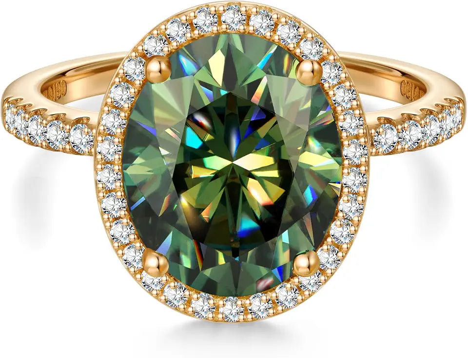 Oval Moissanite Halo Ring