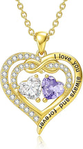 Gold-Tone Birthstone Heart Infinity Necklace