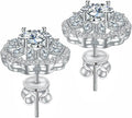 Sterling Silver Moissanite Stud Sunflower Earrings