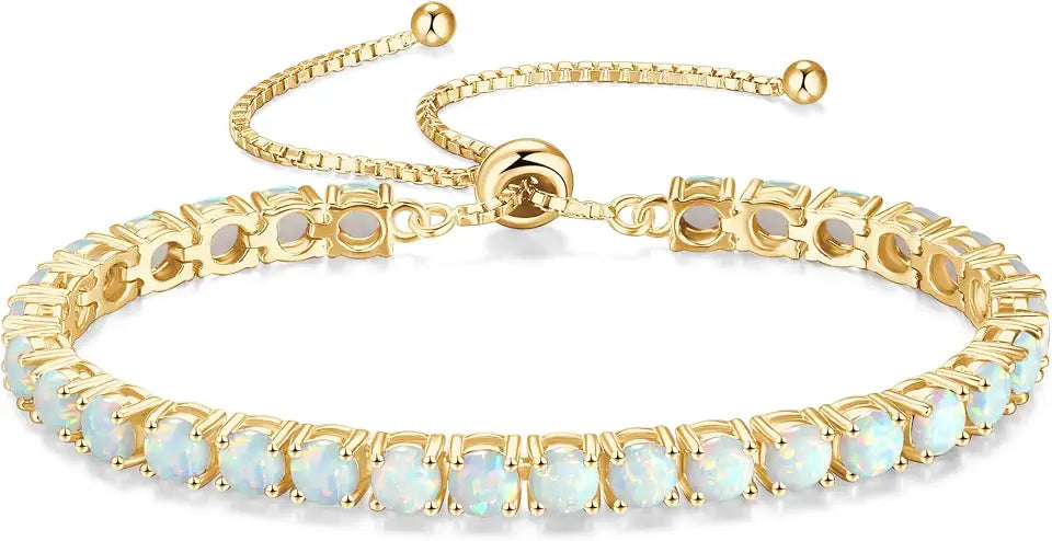 Gold-Plated Sterling Silver Birthstone Tennis Bracelet
