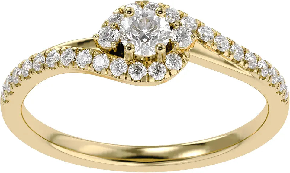 14K Gold-Plated Sterling Silver Round Lab-Grown Diamond Halo Ring