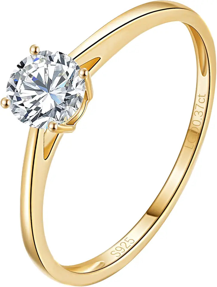 14K Gold-Plated Sterling Silver Round Lab-Grown Diamond Wedding Band