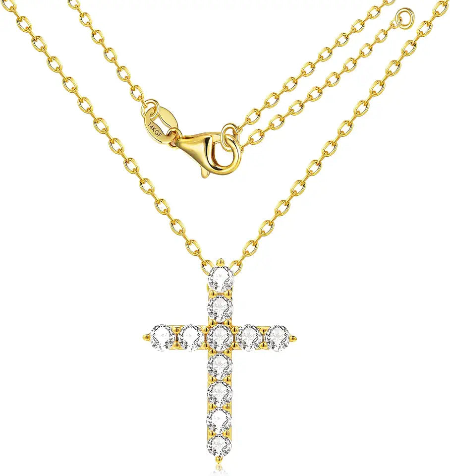 Gold-Tone Cubic Zirconia Cross Necklace