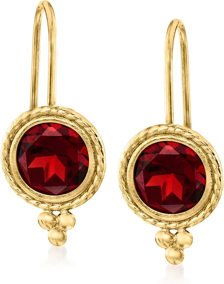 Gold-Tone Garnet Drop Earrings