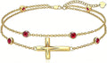 Gold-Tone Birthstone Cross Bracelet