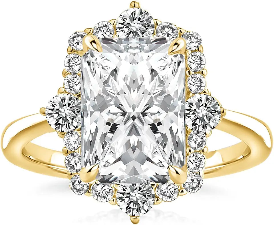 Sterling Silver Moissanite Halo Engagement Ring