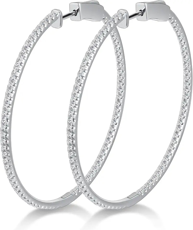 Sterling Silver Moissanite Hoop Huggie Earrings