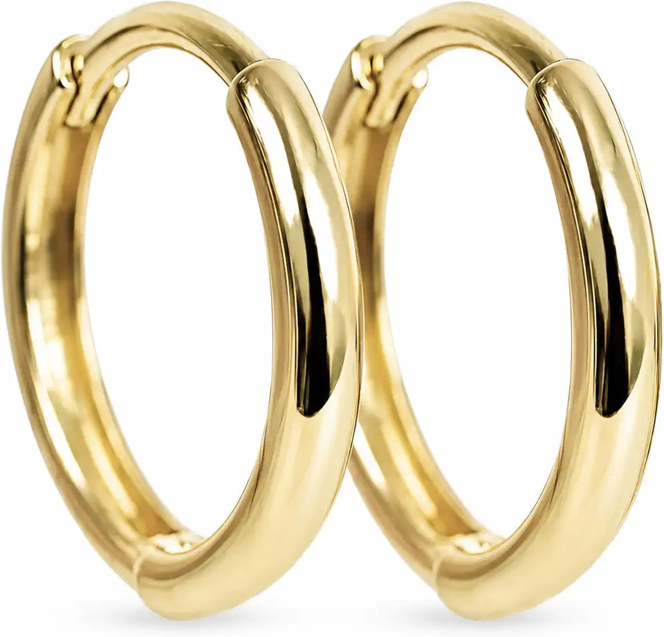 Gold-Tone Round Hoop Huggie Earrings