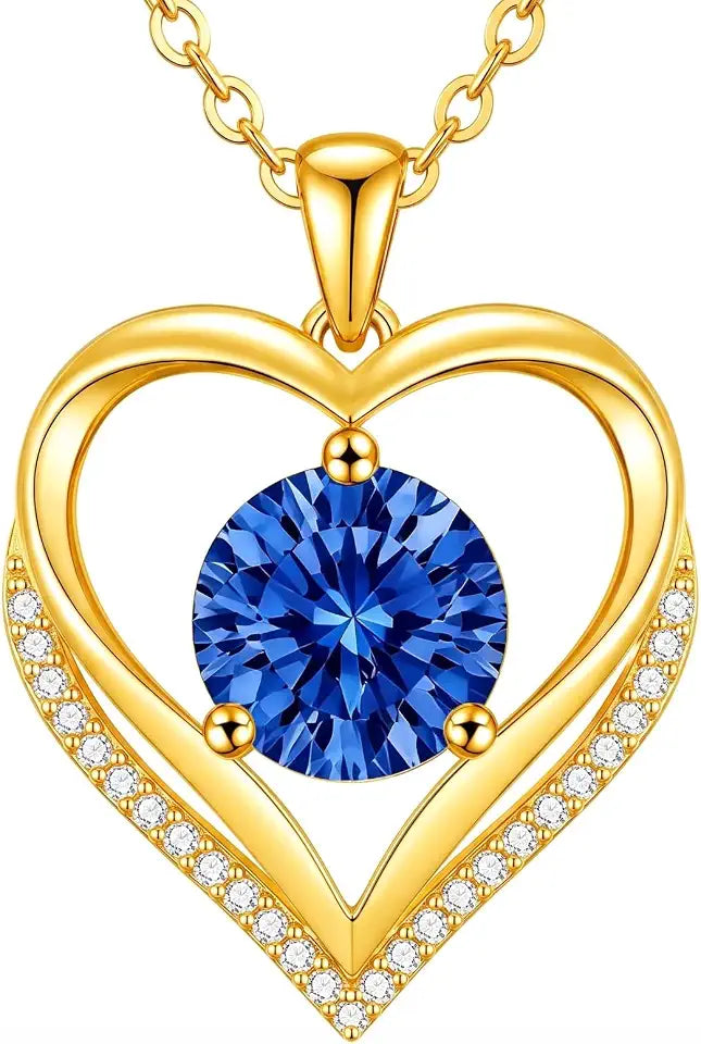 Gold-Tone Birthstone Heart Necklace