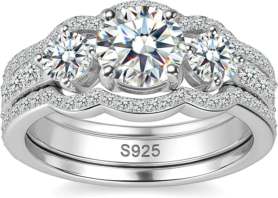 Sterling Silver Moissanite Engagement Ring