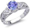 Sterling Silver Round Birthstone Engagement Ring, 6MM