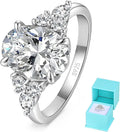 Sterling Silver Oval Moissanite Engagement Ring