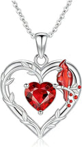 Sterling Silver Garnet Heart Necklace