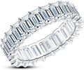 Sterling Silver Emerald-Cut Moissanite Wedding Band