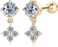 Gold-Tone Moissanite Stud Drop Earrings