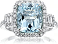 Gold-Tone Sterling Silver Aquamarine Engagement Ring