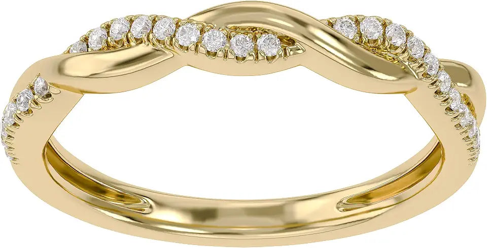 Gold-Tone Round Moissanite Rope Ring