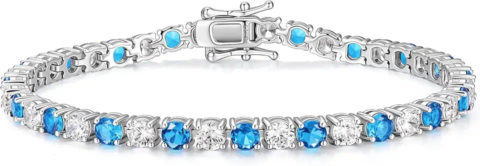 Sterling Silver Birthstone Tennis Bracelet, 7.2 Inch
