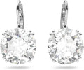 Rhodium-Plated Round Crystal Earrings