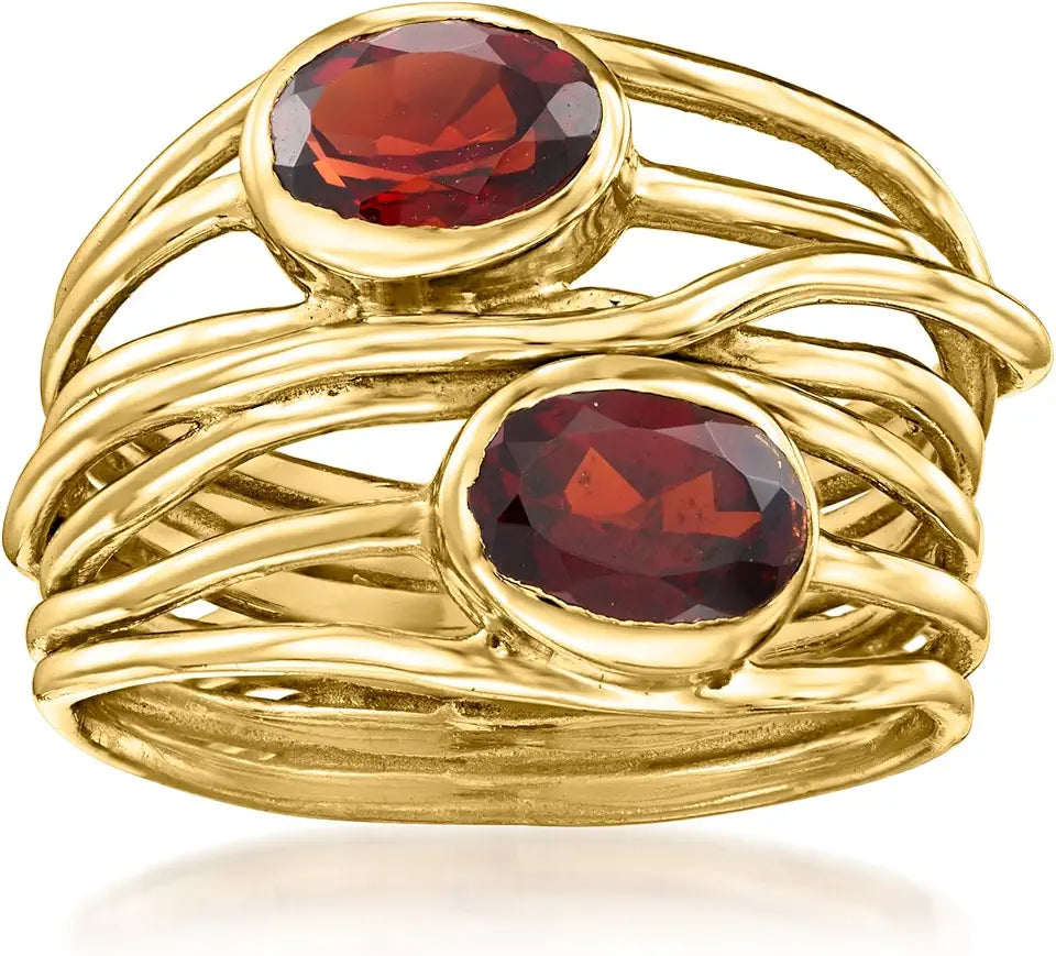 Gold-Tone Garnet Ring