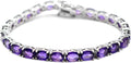 Sterling Silver Oval Amethyst Tennis Bracelet with Birthstone